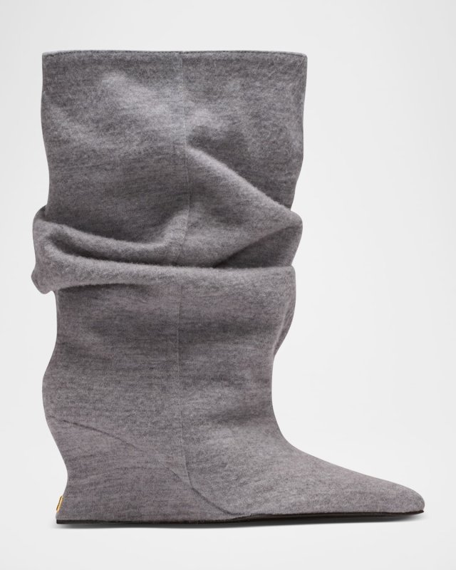 Flannel Wedge Ankle Boots